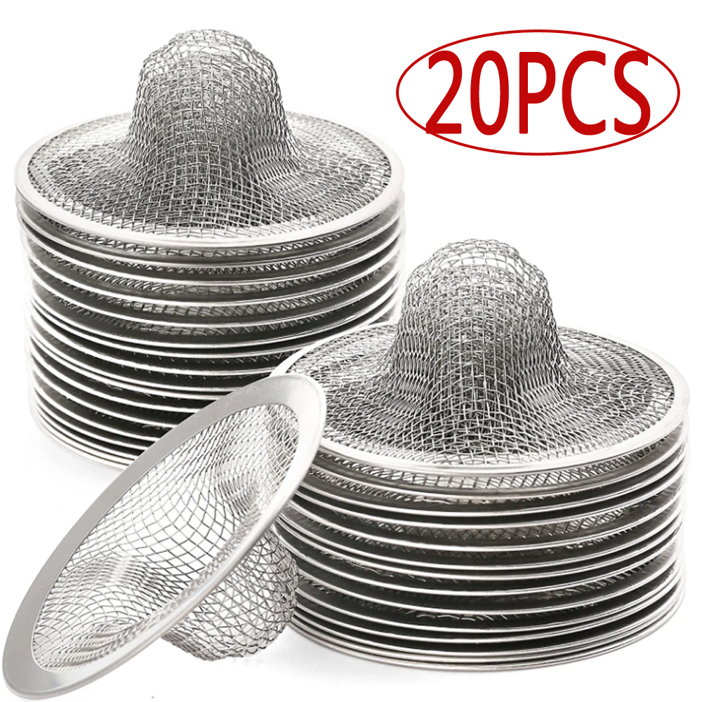 Mesh Bathroom Lavatory Sink Strainer, Stainless Steel,20PCS(3.54in