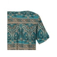 thumbnail image 4 of KZKR Women's Floral Printed Henley Short Sleeve V Neck T-Shirt Pleated Casual Flowy Tunic Shirt Blouse Tops for Women, 4 of 4