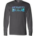 thumbnail image 3 of Inktastic Mermaid Vibes Text in Blues Long Sleeve T-Shirt, 3 of 5