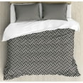 thumbnail image 1 of Lattice Duvet Cover Set Queen Size, Interlacing Lines Maze Celtic Style Tangled Graphic Mesh Design, 3 Piece Bedding Set with 2 Pillow Shams, Charcoal Grey and Eggshell, by Ambesonne, 1 of 2