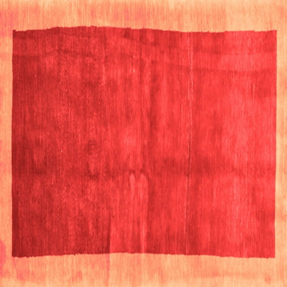 Ahgly Company Indoor Square Abstract Orange Contemporary Area Rugs, 6' Square