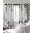 thumbnail image 2 of Eucalyptus Lavender Blackout Curtains for Bedroom 45 Inch Length 2 Panels Set, Botanical Watercolor Flowers Leaves Thermal Insulated Energy Saving Window Treatment Curtains Blackout Drapes 52"x45", 2 of 8