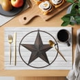 thumbnail image 2 of Texas Star Western Placemats Set of 4, Brown Farm Country Gray Wooden Board Placemats for Dining Table, Place Mats for Kitchen Tabletop, Waterproof Wipeable Dining Table Mats Set, 2 of 9