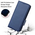 thumbnail image 5 of Wallet Case for iPhone 14 Pro Max 6.7 Inch, Soft Silicone Lychee Pattern PU Leather Shockproof Flip Cover with Card Slots Holder Magnetic Clasp Lock Drop Resistant Kickstand Phone Case,Darkblue, 5 of 5