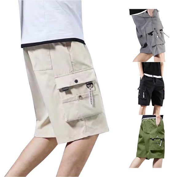 NinXxx Men's Cargo Short Casual Work Shorts Outdoor Utility Shorts Khaki XL