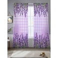 thumbnail image 2 of Purple Lavender Sheer Curtains 84 Inch Length 2 Panels Set, Spring Watercolor Wildflowers Plant Plaid Voile Window Treatment Curtains Sheers Drapes for Bedroom/Living Room/Kitchen 52"x84"x2, 2 of 7