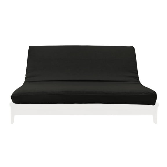 Linen Texture Polyester Futon Cover by Prestige Furnishings - Medley Collection - Solid Black - Full Size (54" x 75")