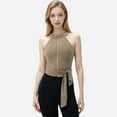 thumbnail image 2 of Women's Halter Neck Wrap Tie Athletic Tank Top - Large, Beige, 2 of 7