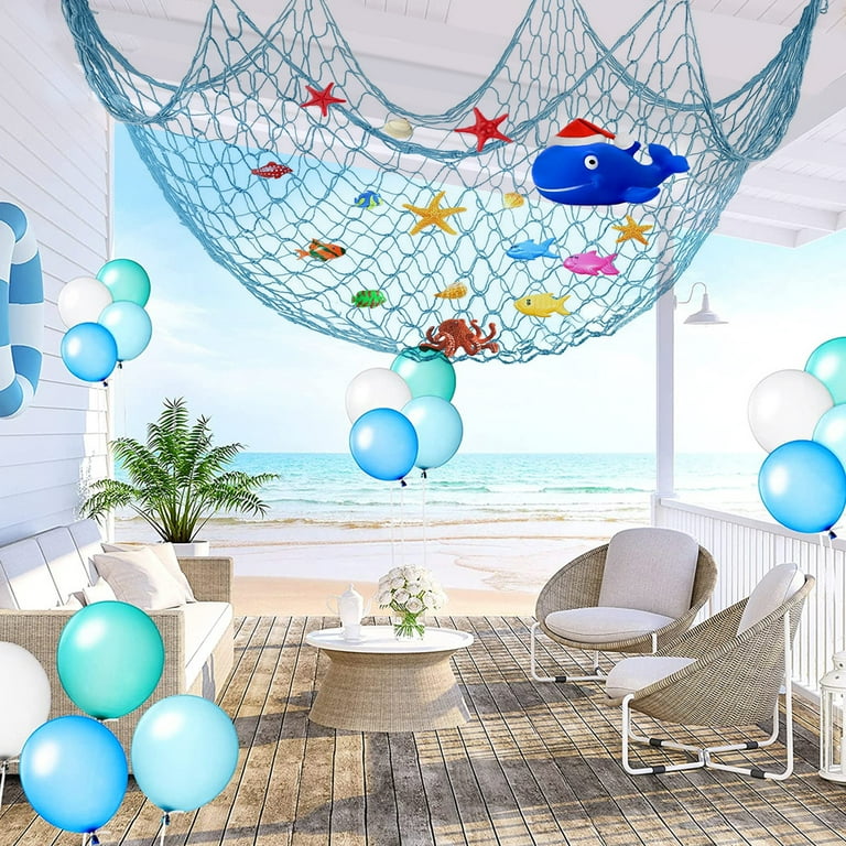 Kyoffiie 2PCS Ocean Theme Fishing Net Decoration Nautical Wall Hanging  Decorative Fish Net for Party Decoration 