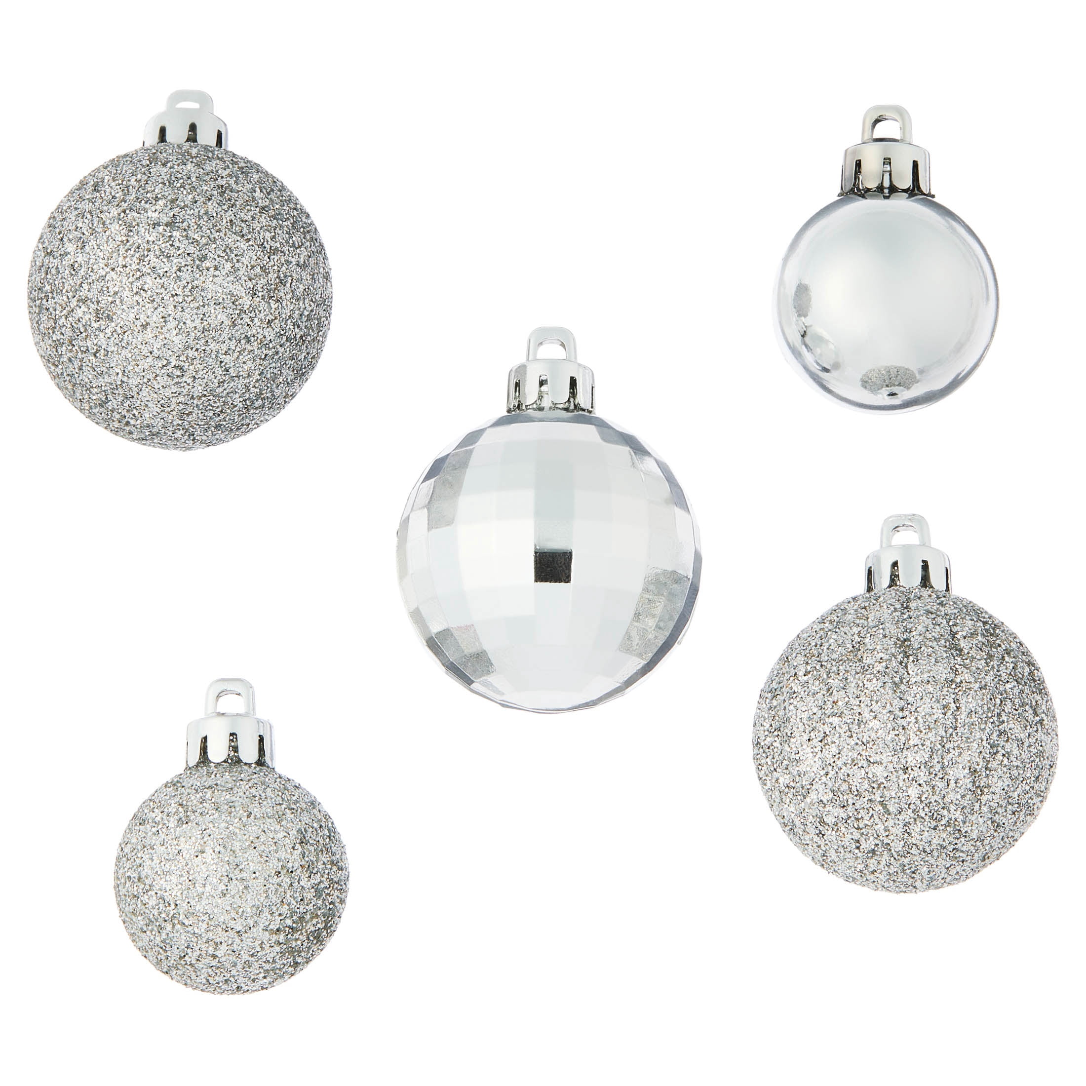 20-Count Silver Mini Ball Shatterproof Christmas Ornaments, by Holiday Time