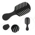 thumbnail image 3 of 1pc Women Leaf Style Hollow Comb Hair Brush for Straight Curly Dry Hair Black ABS, 3 of 6