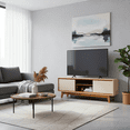 thumbnail image 4 of Moveis Mueble para TV de hasta 70" Modelo Atlas, con Puertas correderas, diseño Moderno Biselado, en MDP Resistente Color Cinamomo / Off White, 4 of 6