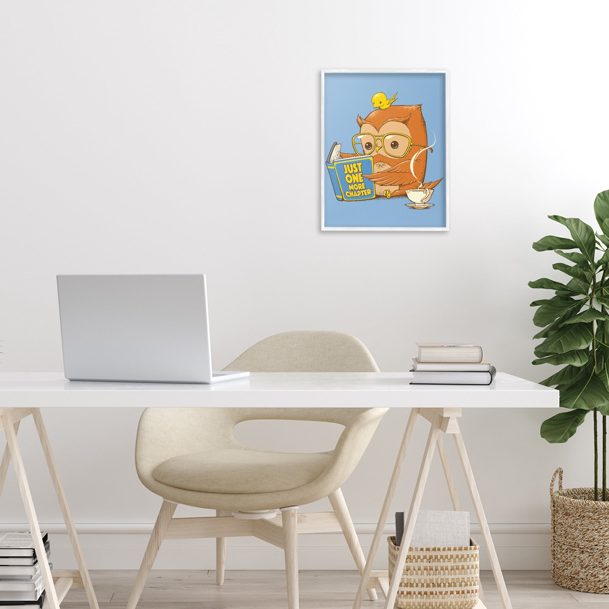 Stupell Industries One More Chapter Owl White Framed Giclee Art, design by Tobe Fonseca