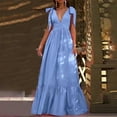 thumbnail image 2 of Summer Savings Clearance! Edvintorg Women's Lace Up Long Dresses Fashion Sleeveless V Neck Summer Comfy Solid Casual Loose Beach Dress Vacation Outfits For Women 2023 Sky Blue XXL, 2 of 7