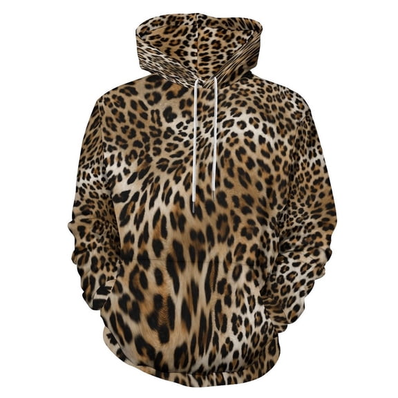 Leopard Print Pattern Men's Women Vintage 3D Hooded Sweatshirt - All-Season Loose Fit Streetwear