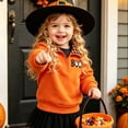 thumbnail image 3 of Pandaie Toddler Boy Girl Halloween Outfit Quarter Zip Sweatshirt Pumpkin Embroidery Plaid Lapel Collar Shirt Pullover Tops 6 12 18 Months 2T 3T 4T, 3 of 8