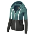thumbnail image 2 of Doublju Womens Long Sleeve Lightweight 2 Color Blocked Hoodie Jacket With Side Pockets, 2 of 4