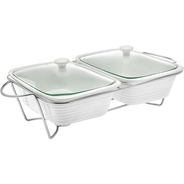 Godinger Plat de Cuisson Double du Four à la Table, Support pour Casserole et Rôtissage - 3 Qt