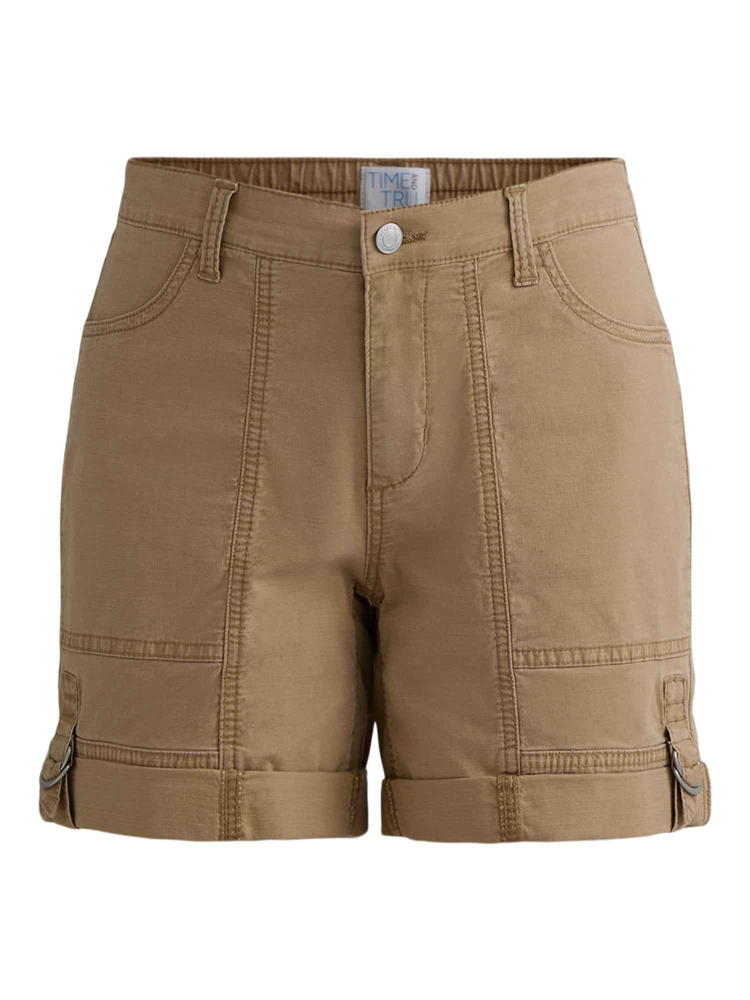 Time and Tru Women's and Women’s Plus Convertible Cargo Shorts, 6” Inseam, Sizes 0-22