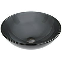 VIGO Giovanni Sheer Black Glass 17 in. L x 17 in. W x 6 in. H Round Vessel Bathroom Sink