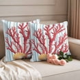 thumbnail image 2 of Red Coral Outdoor Waterproof Pillow Covers, Coastal Shell Summer Beach Stripe Nautical Decorative Square Throw Pillowcase Sofa Cushion Sham for Patio/Couch/Chair, 18"x18" 2 Pack, 2 of 8