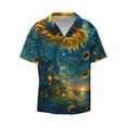 thumbnail image 4 of Salouo Sunflower Castle Starry Sky Pattern Cuban Collar Shirts for Men Button-Down Shirt Men's Short Sleeve Shirts Hawaiian Shirts Casual Shirts -XX-Large, 4 of 6
