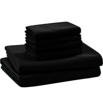 ABORN 600-TC 100% Egyptian Cotton Bedsheet |6-PC - Short Queen, Black| 24" Deep Pocket