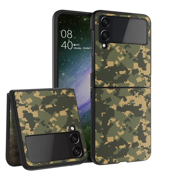 ANJ  Hard Protective Printed Case Cover Compatible with Samsung Galaxy Z Flip 4 - Digital Green Camo