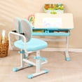thumbnail image 2 of Gymax Kid's Study Desk & Chair Set Height Adjustable with Tilt Desktop & Footrest Blue, 2 of 10