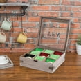 QILICHZ Rustic Wooden Tea Box and Display Holder - Handmade Tea Storage ...