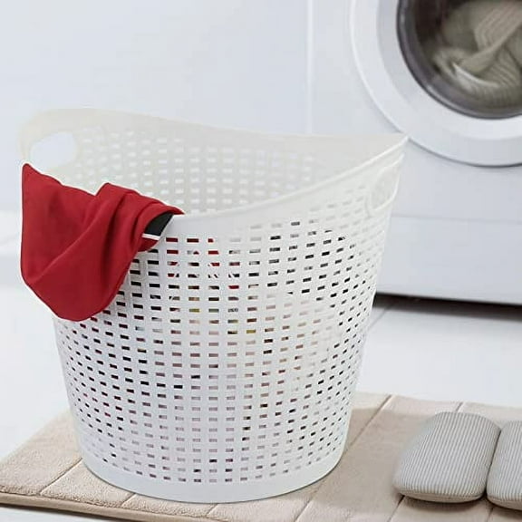 Round Plastic Laundry Baskets, White Clothes Hamper, Pack of 6