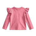 thumbnail image 2 of YOUYEDIAN Girls Long Sleeve Shirt Toddler Soft Comfy Crewneck Tops with Ruffle Trim, 2 of 5