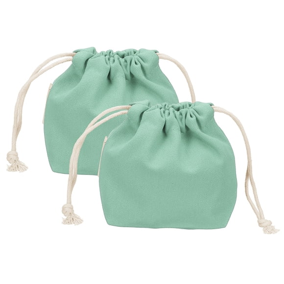 Uxcell 2 Pcs Bolsa de Maquillaje con Cordón, Bolsa Cosmética de Lona de 4.7" para Organizador de Artículos de Tocador de Viaje, Verde Claro