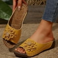thumbnail image 4 of Comfortable Non-Slip Solid Color Open-Toe Wedge Sandals for Women, Women's Lightweight Flowers Open Toe Sandals, Mesh Slip-on Wide Casual Slip Arch Support Orthopedic Slides, 4 of 6