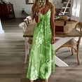 thumbnail image 1 of Robe Boho à Bretelles Spaghetti Florale Vintage Imprimé Floral Sans Manches Longue Maxi Robes Été Plage Vacances Robe d'Été (Vert, G), 1 of 7