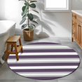 thumbnail image 4 of Purple Grey Stripe Round Area Rug 3 FT, Small Kitchen Bathroom Mats, Minimalist Farmhouse Striped Washable Indoor Outdoor Throw Runner Carpet Non-Shedding Doormat for Table Shower Sofa Entryway, 4 of 8