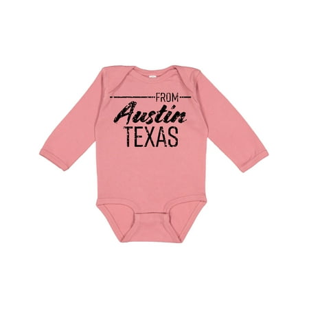 

Inktastic From Austin Texas in Black Distressed Text Gift Baby Boy or Baby Girl Long Sleeve Bodysuit