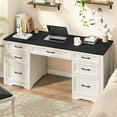 thumbnail image 4 of Vabches Farmhouse Executive Desk with 2 Large File Drawers and 5 Drawers, 60" Executive Desk, Workstation Table for Study, 4 of 8