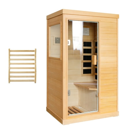 35.24 inch Wide Hemlock Sauna Room with Bluetooth Music Player and Light