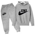 thumbnail image 2 of Conjunto de 2 piezas de sudadera con capucha y pantalón con estampado de marca de diseñador para niños y niñas, ropa deportiva informal de moda para primavera y otoño, 2 of 5