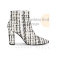 thumbnail image 3 of BLISSFUL STEP Pointed Toe Plaid Chunky Heel Ankle Boots for Women, 3 of 5
