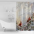 thumbnail image 2 of Christmas Shower Curtain, 66" x 72", Winter Snowfall Forest Bough Cardinal Berries Waterproof Bathroom Curtain Washable Shower Curtain Set with 12 Hooks, 2 of 6