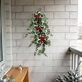 thumbnail image 5 of 20 Inch Artificial Christmas Teardrop Door Swag, Hanging Greenery Decor With Holly Leaves, Red Berries, Pinecones, Winter Wall Ornament For Front Door Porch Entryway, 5 of 6