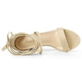 thumbnail image 4 of BLISSFUL STEP Women's Strap Block Heel Lace Up Sandals Beige 5.5, 4 of 7