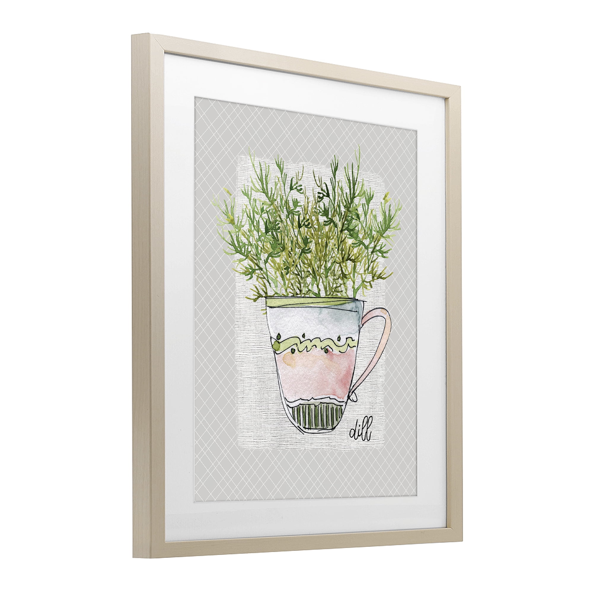 Stupell Industries Dill Herb Mug Birch Framed Print Under Glass, design by Livi Finn
