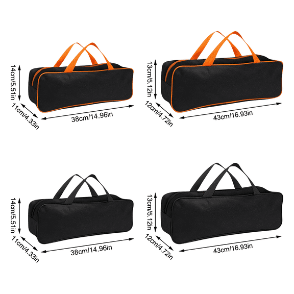 Grill Tool Storage Bag BBQ Utensil Organizer with Skewer Holder Heavy Duty Waterproof Oxford Fabric Fits Tools up to 16 Inches Ideal for Outdoor Grilling Camping RV Travel,Orange-S