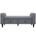 thumbnail image 4 of Storage Ottoman Footrest with 2 Drawers, Upholstered Wooden Ottoman Bench for Bedroom, Fully Assembled Except Legs and Handles, Gray, 4 of 7