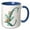 Blue/White, variant on 3drose, Green Boho Lily Monogram Initial C, 15oz Mug