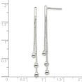 thumbnail image 2 of Auriga Fine Jewelry 925 Sterling Silver 3-Strand Chain Beaded Post Dangle Earrings for Women (L-44.39mm, W- 1.55mm), 2 of 5