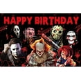 thumbnail image 4 of 5X3.3FT Horror Birthday Decorations Backdrop, Horror Movie Happy Birthday Halloween Banner, Classic Horror Movie Birthday Party Decorations, Horror Birthday Banner for Adults Halloween Birthday Party, 4 of 5